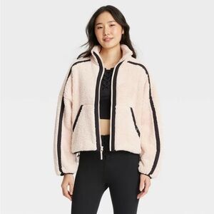Target JoyLab Women's Piped High Pile Fleece Jacket Cream Size M